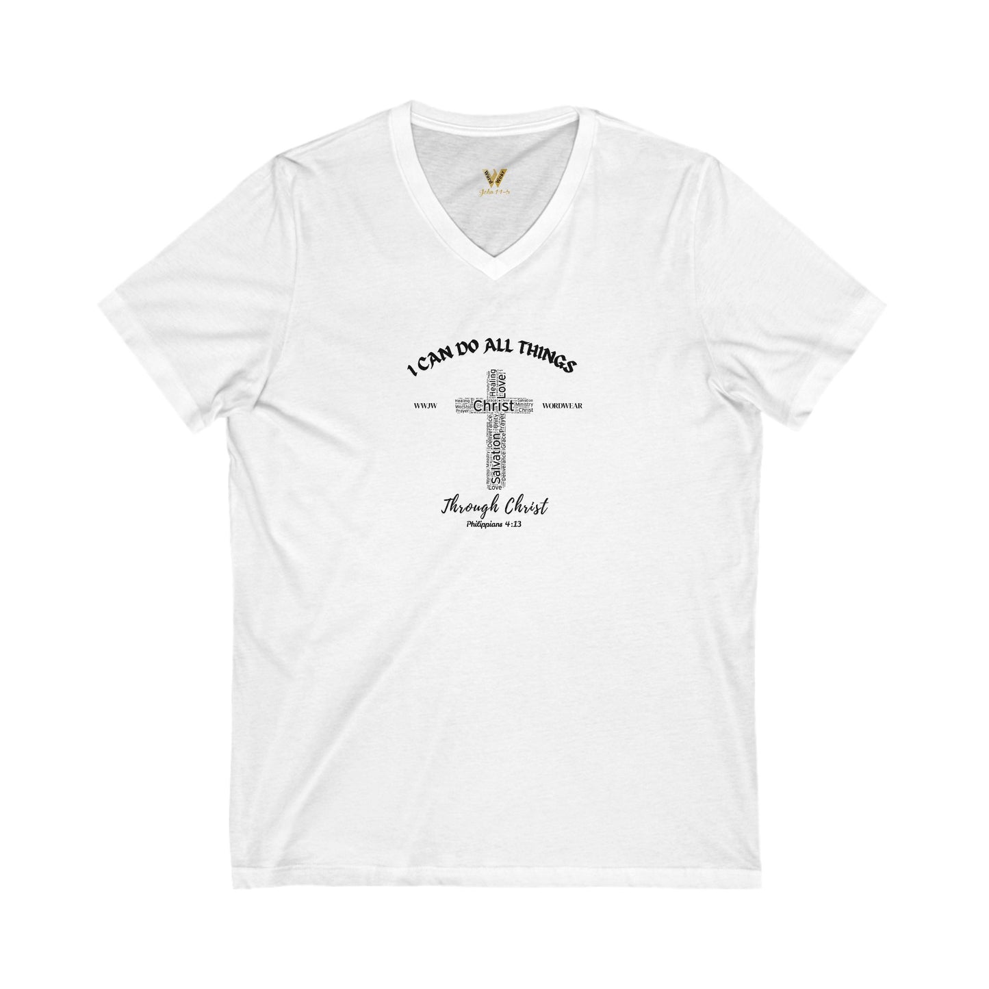 Unisex Jersey Short Sleeve V-Neck Tee - 'I Can Do All Things'