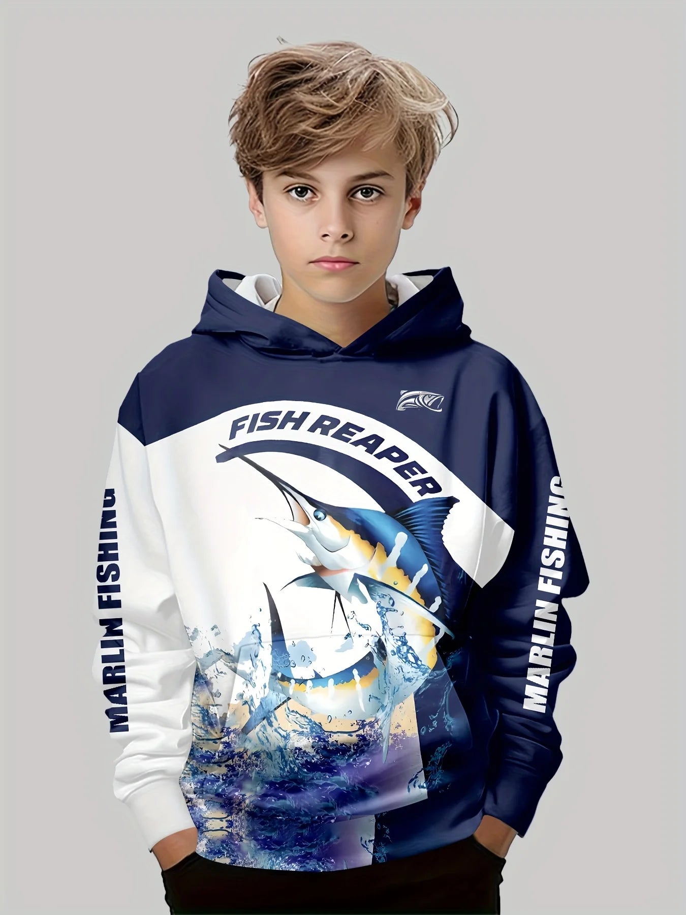 Hoodies Long Sleeve Kids Clothes  Boys 3D Creative Fish Print Children Spring Fall Clothes Casual Stylish Outdoor Boys Clothing
