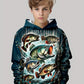 Hoodies Long Sleeve Kids Clothes  Boys 3D Creative Fish Print Children Spring Fall Clothes Casual Stylish Outdoor Boys Clothing
