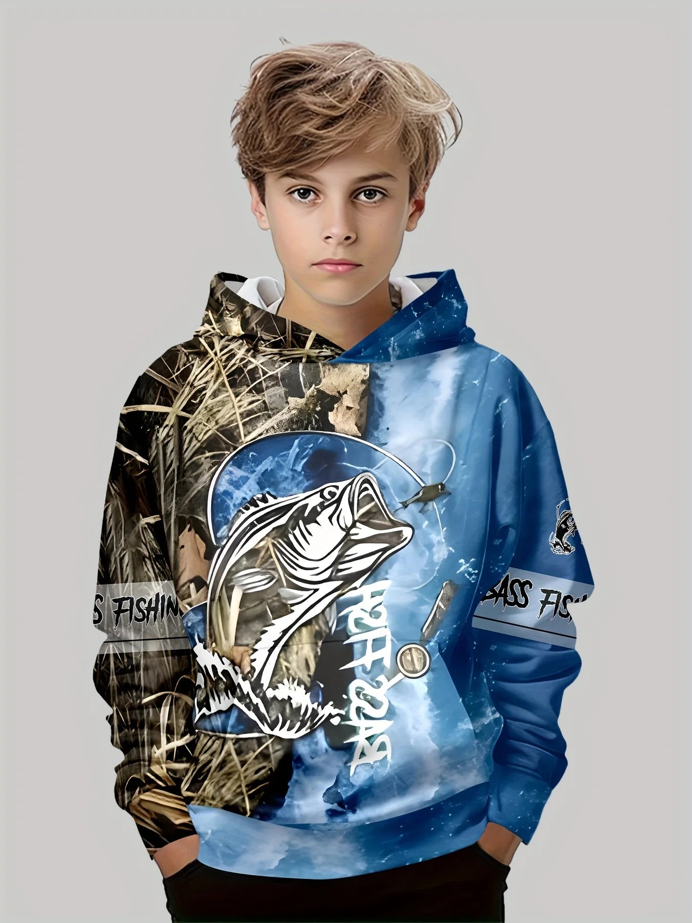 Hoodies Long Sleeve Kids Clothes  Boys 3D Creative Fish Print Children Spring Fall Clothes Casual Stylish Outdoor Boys Clothing